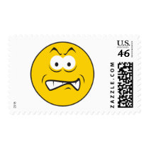 Angry Snarling Smiley Face Postage Stamps