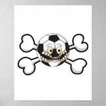 Angry soccer ball Skull and Crossbones Poster