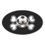 Angry soccer ball Skull and Crossbones Oval Stickers