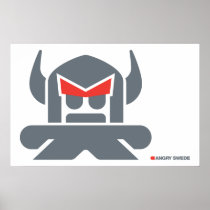 Angry Swede - grey on white Poster