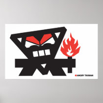 Angry Tikiman - black on white Posters