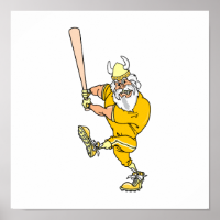 Angry Viking Baseball Player Poster