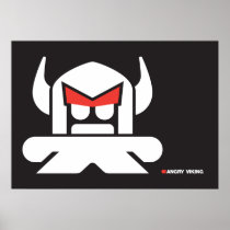 Angry Viking - white on black Poster