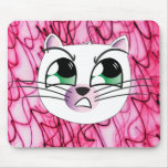 Angry White Cat Mouse Mat Mousepads