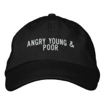angry young & poor embroidered hats