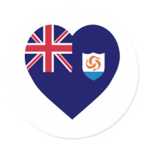 Anguilla Flag Heart Stickers