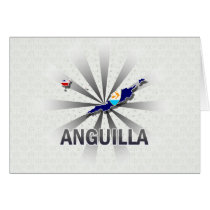 Anguilla Flag Map 2.0 Greeting Cards