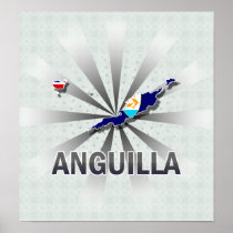 Anguilla Flag Map 2.0 Poster