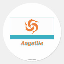 Anguilla Local Flag with Name Round Stickers