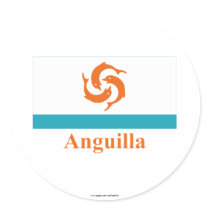 Anguilla Local Flag with Name Round Sticker