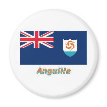 Anguilla Official Flag with Name Refrigerator Magnet