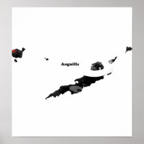 Anguilla Trendy Peace Sign with Anguillan map Posters