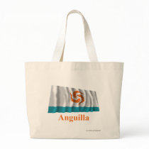 Anguilla Waving Local Flag with Name Canvas Bags