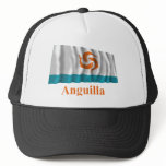 Anguilla Waving Local Flag with Name Trucker Hats