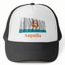 Anguilla Waving Local Flag with Name Trucker Hats