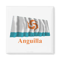 Anguilla Waving Local Flag with Name Refrigerator Magnets