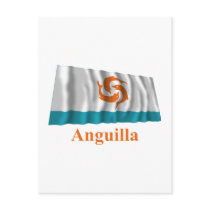 Anguilla Waving Local Flag with Name Post Cards