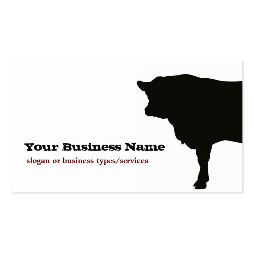 Angus Cow Silhouette Business Card Template (front side)
