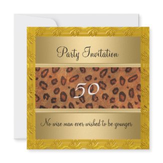 Animal 50th birthday Gold Invitation invitation
