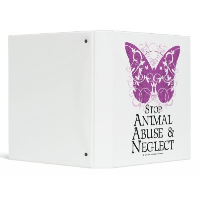 Animal Abuse Butterfly 3 Ring Binder by fightcancertees