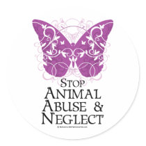 Animal Abuse Butterfly Round Sticker