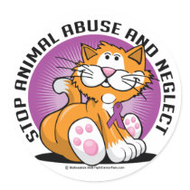 Animal Abuse Cat Round Stickers