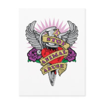 Animal Abuse Dagger Post Cards