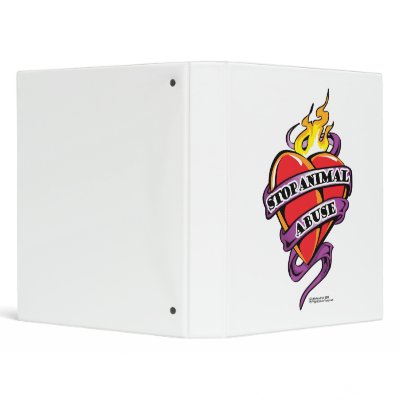 Animal Abuse Tattoo Heart Vinyl Binders by fightcancertees