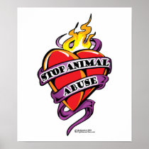 Animal Abuse Tattoo Heart Print