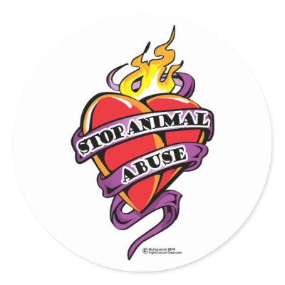 Animal Abuse Tattoo Heart Stickers by fightcancertees