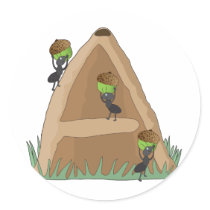 Animal Alphabet Anthill Round Stickers