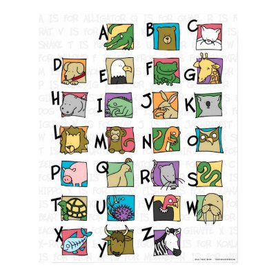 Animal Alphabet Poster (small) by tguiller