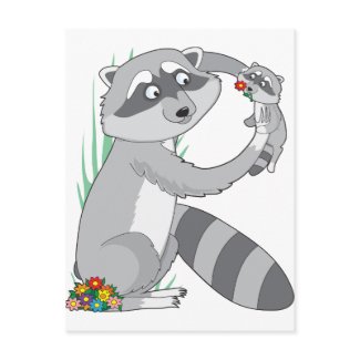 Animal Alphabet Raccoon postcard