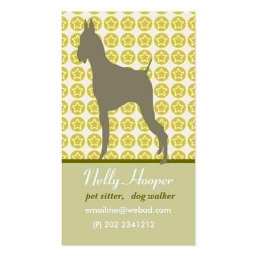 Animal and Stars. Cute Dog Business Card Template (front side)