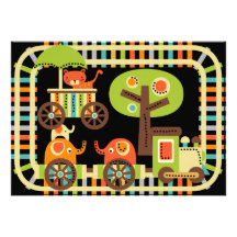 Animal Birthday Train Birthday Invitations
