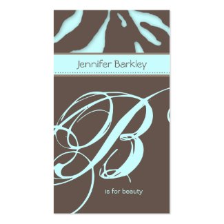 Animal Business Card Zebra Beauty Salon Blue Taupe profilecard