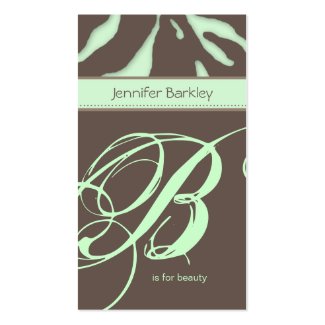 Animal Business Card Zebra Beauty Salon Gree Taupe profilecard