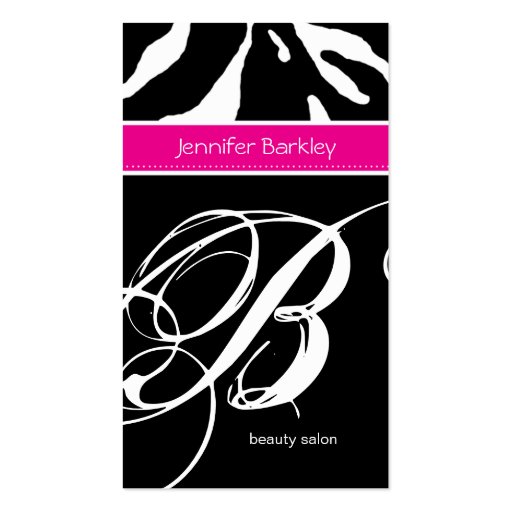 Animal Business Card Zebra Beauty Salon Pink