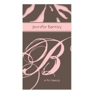 Animal Business Card Zebra Beauty Salon Pink Taupe profilecard