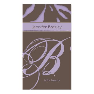 Animal Business Card Zebra Beauty Salon Purple Tau profilecard