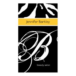 Animal Business Card Zebra Beauty Salon Yellow profilecard