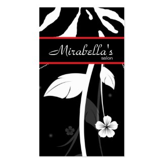 Animal Business Card Zebra Floral Black Red profilecard