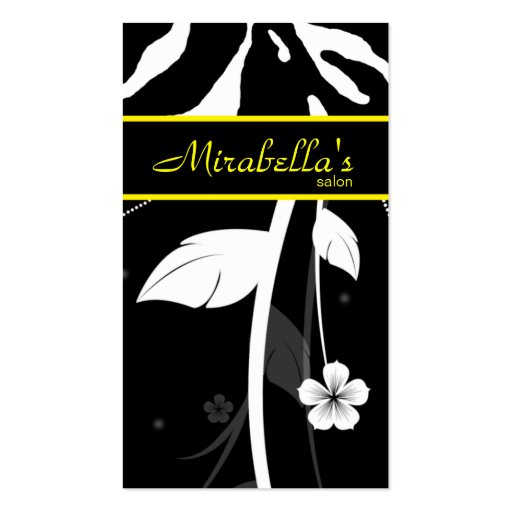 Animal Business Card Zebra Floral Black Yellow (front side)