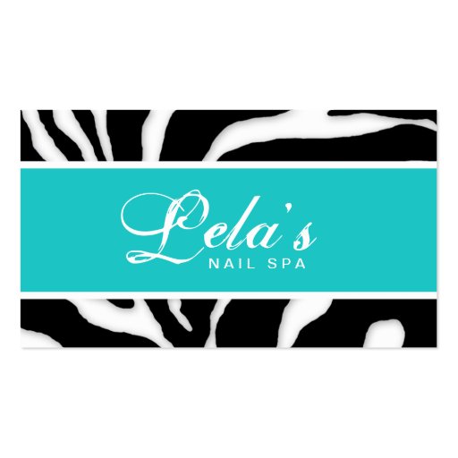 Animal Business Card Zebra Nail Salon Blue Angle
