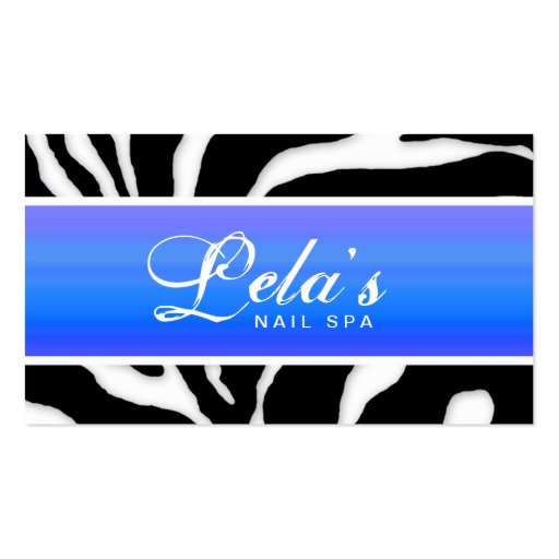 Animal Business Card Zebra Nail Salon Blue Purple