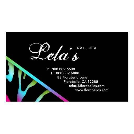 Animal Business Card Zebra Nail Salon Pink Blue Gr (back side)