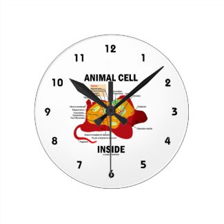 Animal Cell Inside (Biology Eukaryotic Cell) Round Clocks