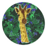 Animal - Giraffe (with backdrop) Round Sticker