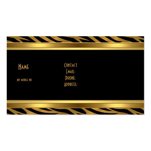 Animal Gold Black Stripe Elegant Classy 2 Business Card Templates (back side)