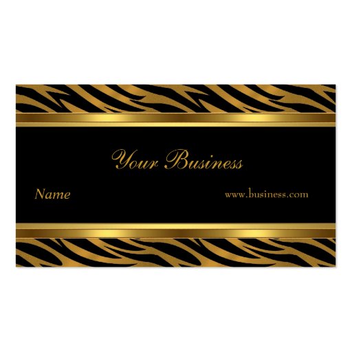 Animal Gold Black Stripe Elegant Classy 2 Business Card Templates